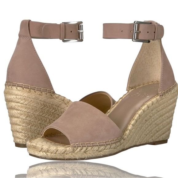 Vince Camuto Suede Wedge Sandals Espadrilles in Taupe Tan Size 9.5 Suede Leather - Picture 2 of 15